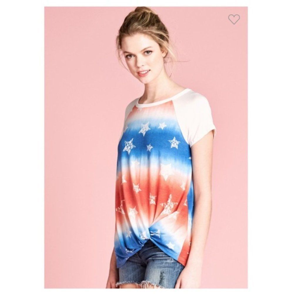 Oddy Red, White & Blue Tie Dye Top - Picture 2 of 5